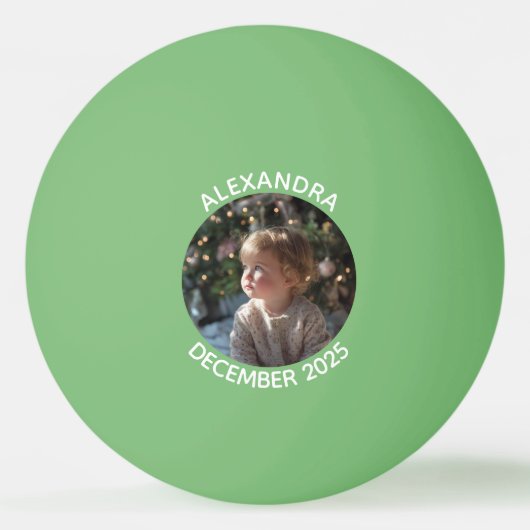 Green Holiday Family Photo Pingpongbal (Voorkant)