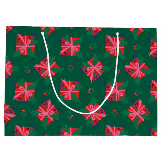 Green Holiday Gift Bag Groot Cadeauzakje (Achterkant)