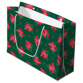 Green Holiday Gift Bag Groot Cadeauzakje (Voorkant Gekanteld)