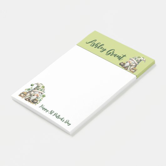 Green Holiday Gnome Writing Pad Post-it® Notes (Schuin)