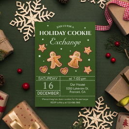 Green Holiday Kerstkoekje Exchange Party Kaart