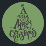 Green Holiday Kerstmis MERRY CHRISTMAS Ronde Sticker<br><div class="desc">Stickers</div>