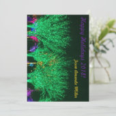 Green Holiday Lit Trees Holiday Flat Card Feestdagenkaart (Staand voorkant)