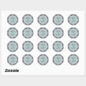Green Holiday Monogram Snowflake Border Ronde Sticker (Vel)