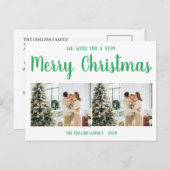 Green Holiday Post Card | Moderne feestdagen Briefkaart (Voorkant / Achterkant)