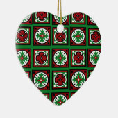 Green Holiday Quilt Keramisch Ornament (Rechts)