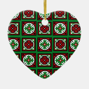 Green Holiday Quilt Keramisch Ornament