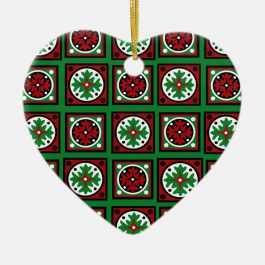 Green Holiday Quilt Keramisch Ornament (Voorkant)