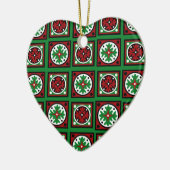 Green Holiday Quilt Keramisch Ornament (Links)