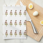 Green Holiday Scribble Tree + Star White Theedoek (Quarter Fold)