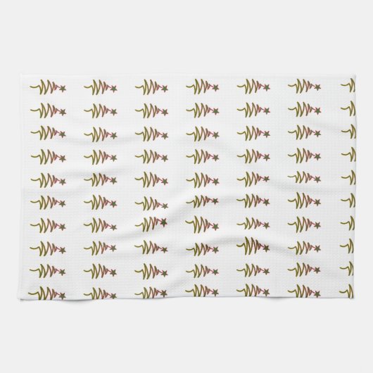 Green Holiday Scribble Tree + Star White Theedoek (Horizontaal)