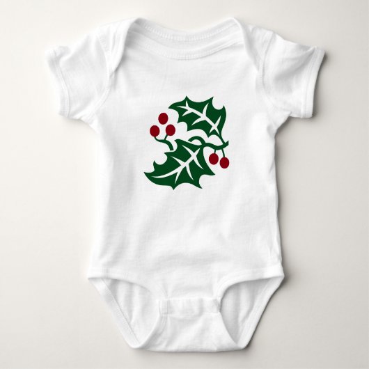 Green Holly and Red Berries Christmas Holiday Romper (Voorkant)