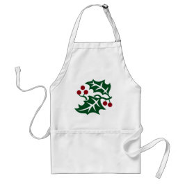 Green Holly and Red Berries Christmas Holiday Standaard Schort