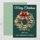 Green Holly Berry Christmas Wreath Holiday Kaart (Voorkant / Achterkant)