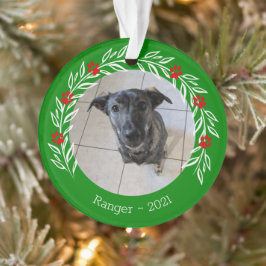 Green Holly Elegant Huisdier Foto Ornament