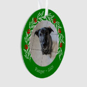 Green Holly Elegant Huisdier Foto Ornament (voorkant)