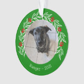 Green Holly Elegant Huisdier Foto Ornament (voorkant)