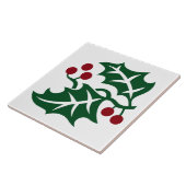 Green Holly en Red Berries kerstontwerp Tegeltje (Zijkant)