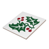 Green Holly en Red Berries kerstontwerp Tegeltje (Zijkant)