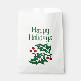 Green Holly en Red Berries Prettige feestdagen 50 Bedankzakje