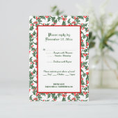Green Holly Holiday Editable 3,5x 5-inch Response Kaart (Staand voorkant)