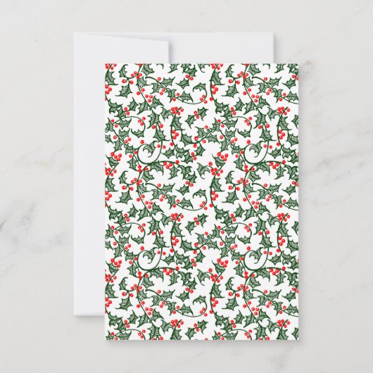 Green Holly Holiday Editable 3,5x 5-inch Response  Kaart (Achterkant)