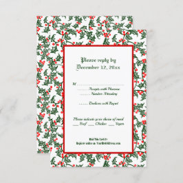 Green Holly Holiday Editable 3,5x 5-inch Response  Kaart