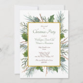 Green Holly kerstfeest uitnodiging (Voorkant)