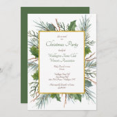 Green Holly kerstfeest uitnodiging (Voorkant / Achterkant)