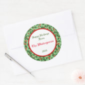 Green Holly met Red Berries Editable Gift Sticker (Envelop)