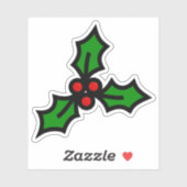 Green Holly met Red Berries Kerstgrafisch Sticker (Vel)