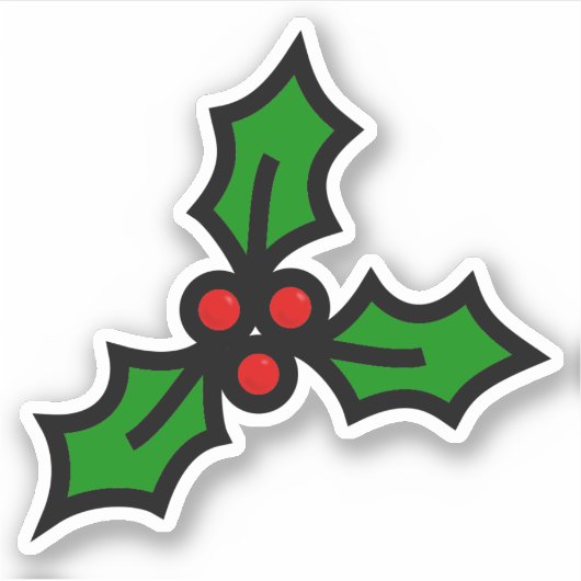 Green Holly met Red Berries Kerstgrafisch Sticker (Voorkant)