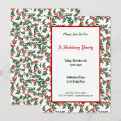 Green Holly Pattern Holiday Editable 4.5x6.25-inch Kaart (Voorkant / Achterkant)