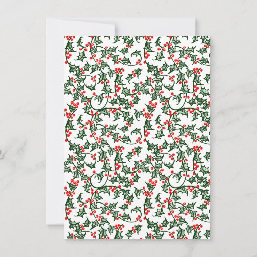 Green Holly Pattern Holiday Editable 4.5x6.25-inch Kaart (Achterkant)