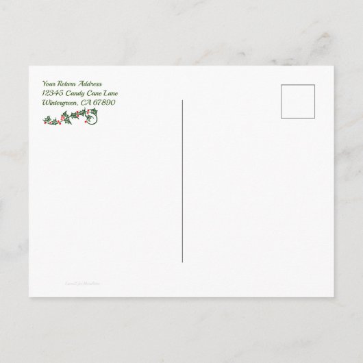 Green Holly Pattern Holiday Editable Save the Date Briefkaart (Achterkant)