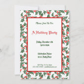 Green Holly Pattern Holiday Party Editable 5x7 Kaart (Voorkant)