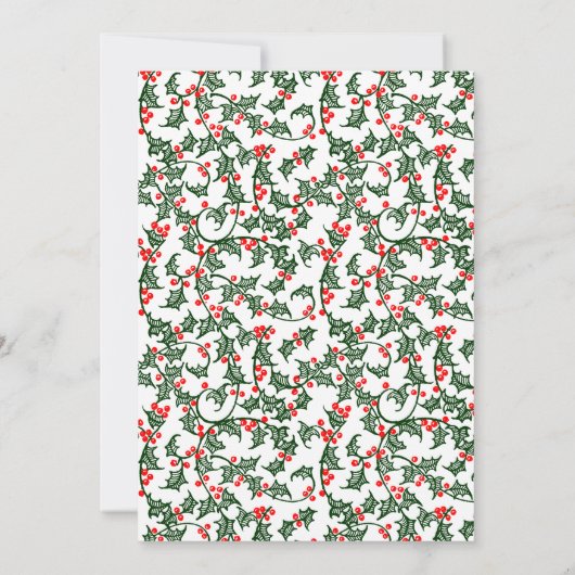 Green Holly Pattern Holiday Party Editable 5x7 Kaart (Achterkant)