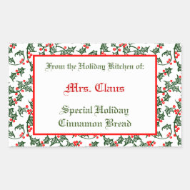 Green Holly Red Berries Editable Baking Sticker