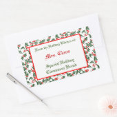 Green Holly Red Berries Editable Baking Sticker (Envelop)
