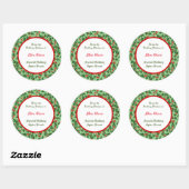 Green Holly with Red Berries Custom Baking Ronde Sticker (Vel)