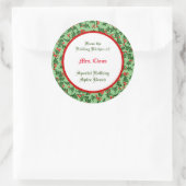 Green Holly with Red Berries Custom Baking Ronde Sticker (Tas)
