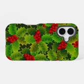 Green Holly with Red Berries Phone Case iPhone 16 Hoesje (Achterkant horizontaal)
