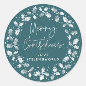 Green Holly Wreath Merry kerst Ronde Sticker (Voorkant)