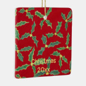 Green Holly Yellow Flowers kerstjaarversiering Keramisch Ornament (Rechts)