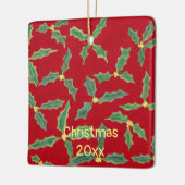 Green Holly Yellow Flowers kerstjaarversiering Keramisch Ornament (Links)