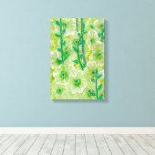 Green Hollyhock Mallow Malva Flower Floral Collage Canvas Afdruk (Insitu (Houten vloer))