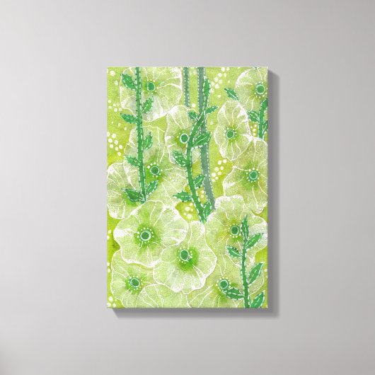 Green Hollyhock Mallow Malva Flower Floral Collage Canvas Afdruk (Voorkant)