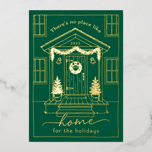 Green Home for the Holidays Realtor Christmas Gold Folie Feestdagenkaart (Voorkant)