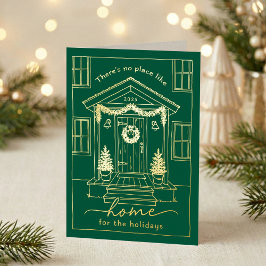 Green Home for the Holidays Realtor Christmas Gold Folie Feestdagenkaart