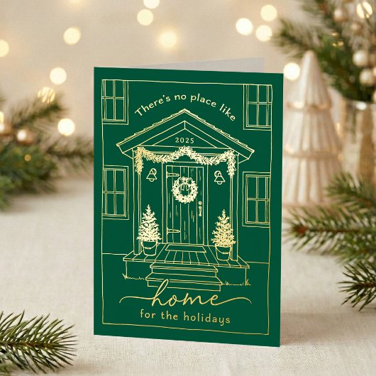 Green Home for the Holidays Realtor Christmas Gold Folie Feestdagenkaart